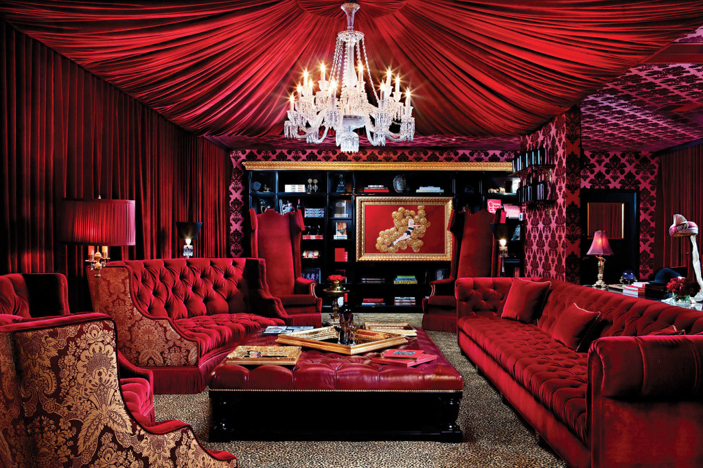 The luxurious velvet-ensconced Red Room at the Raymond Winery.