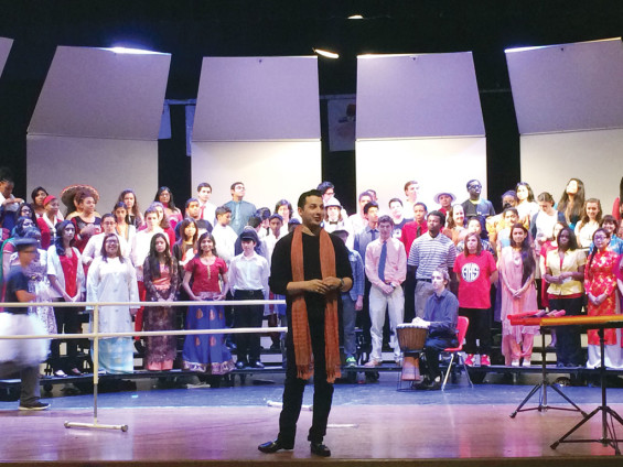 Choir director Adrian Rodriguez with the Austin High School Choir. • (Below) The 7th Period Dance Team was ‘Rockin Around the Christmas Tree.