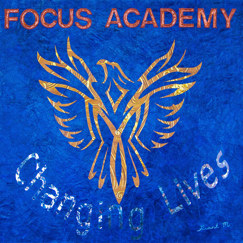 Grant's expression of gratitude is clearly displayed through his original eco-art created exclusively for Focus Academy in Stafford. The piece is titled “Changing Lives.” 