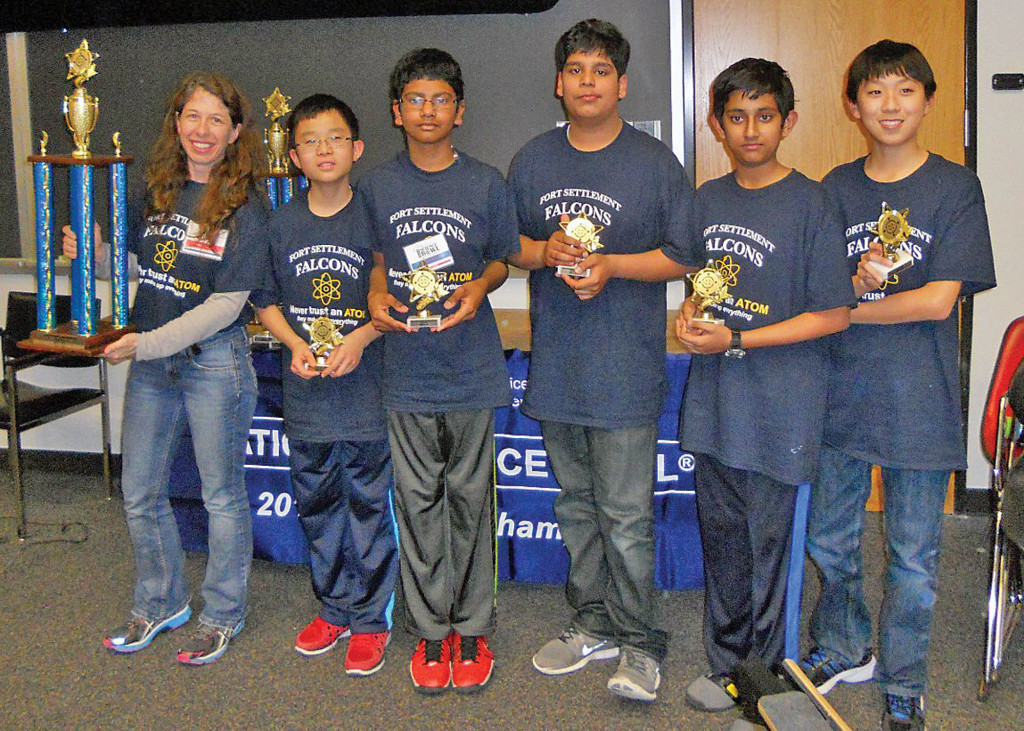 Members of the Fort Settlement Middle School Science Bowl team.