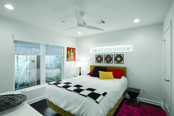 The “Funky Room” provides guests with a view of the entry water feature.