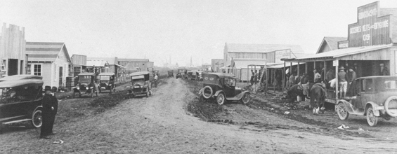 A photo of the Blue Ridge Townsite, probably from the 1920s of Main Street looking east.