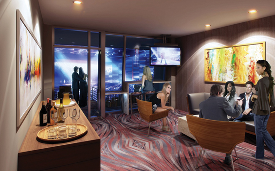Rendering of a Rockin’ & Roasting suite at Sugar Land’s Smart Financial Centre.